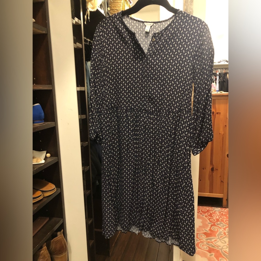 Jigsaw navy and white print babydoll dress.